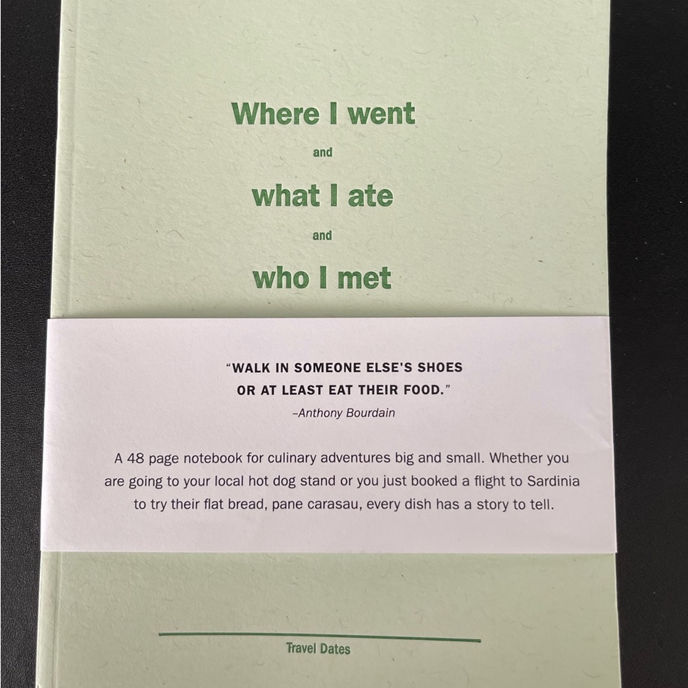 NWOT Nourishing Notes Light Green Culinary Adventure 5x7 Blank Pg Soft Notebook
